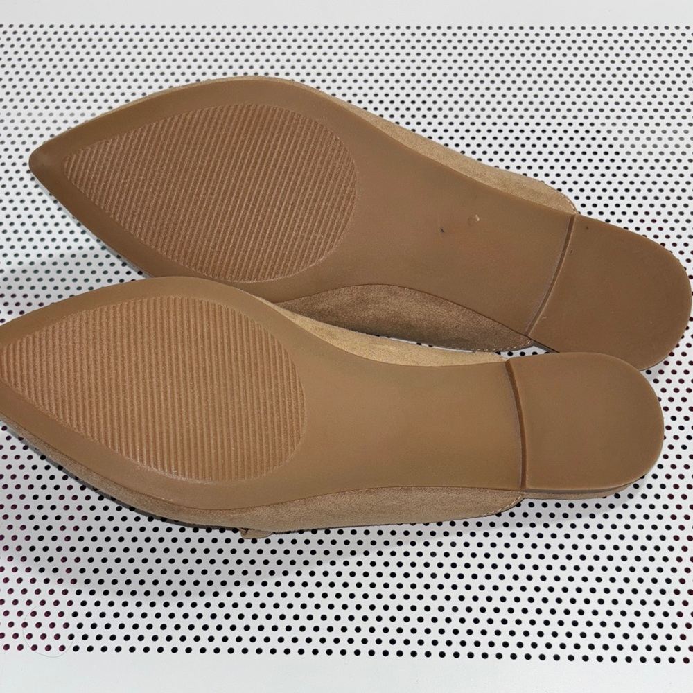 #6. 🆕 NWOT Steve Madden Forseen Tan Suede Mules with Gold Chain - Picture 6 of 9